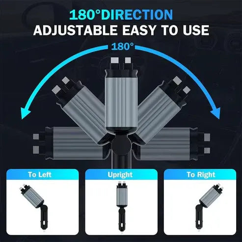 4-in-1 Starry Sky Car Charger with Retractable Cable & 2 Ports