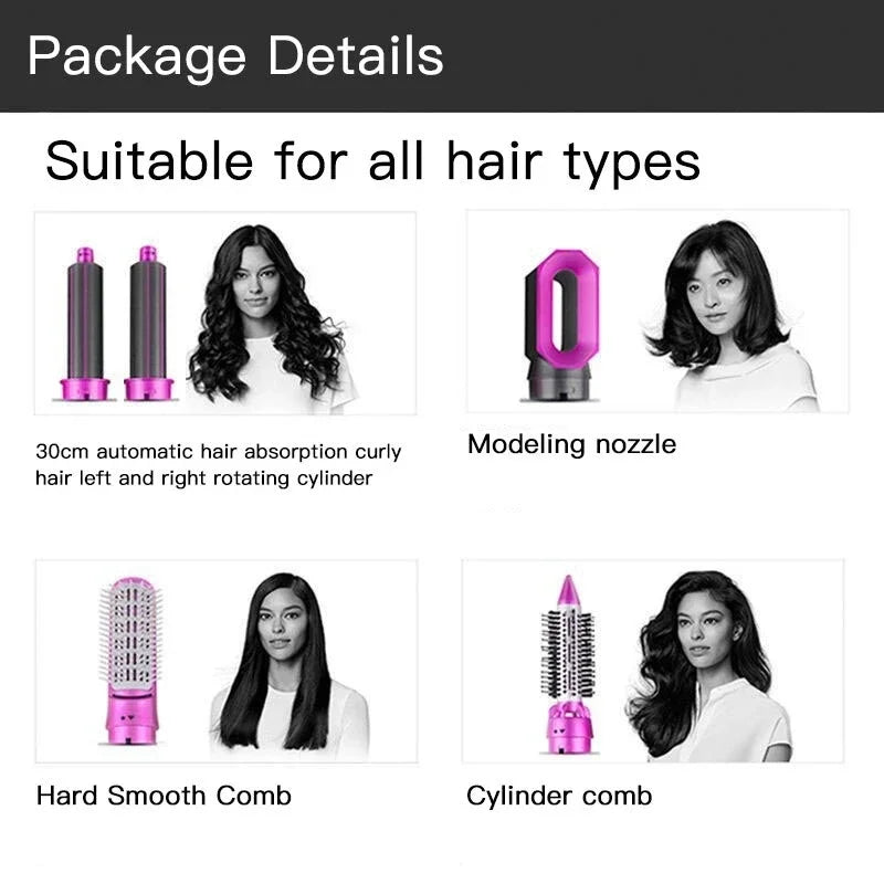 Generic 5 In 1 Hot Air Brush Hair Curler Set - Grey