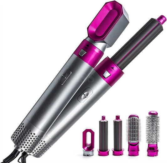 Generic 5 In 1 Hot Air Brush Hair Curler Set - Grey