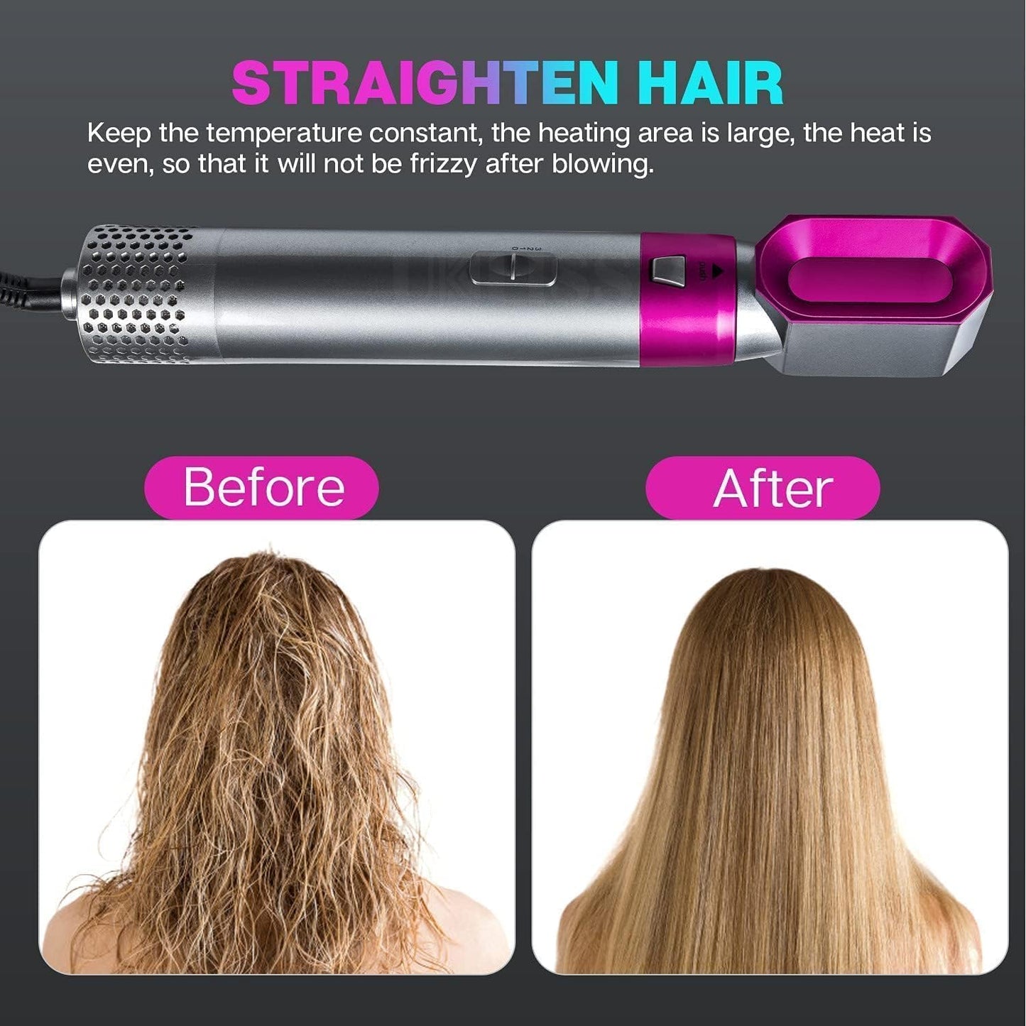 Generic 5 In 1 Hot Air Brush Hair Curler Set - Grey