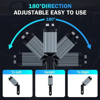 4-in-1 Starry Sky Car Charger with Retractable Cable & 2 Ports
