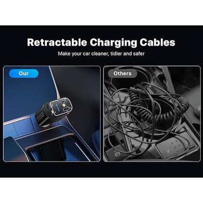 4-in-1 Starry Sky Car Charger with Retractable Cable & 2 Ports